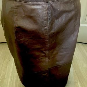 Chocolate brown leather skirt